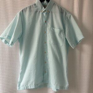 Kenny Flowers mens XXL seafoam green white striped short-sleeve seersucker shirt